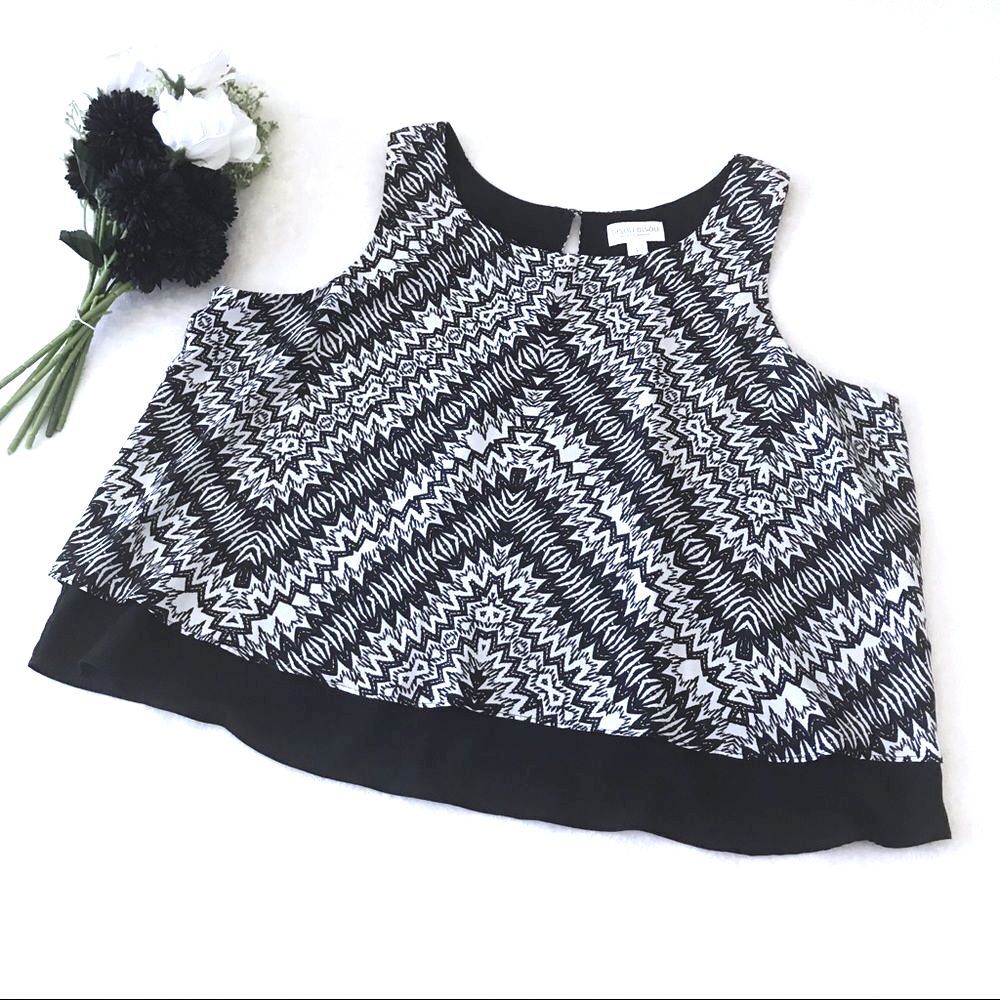 Bisou Bisou Layered Tank Top Size Large Black White